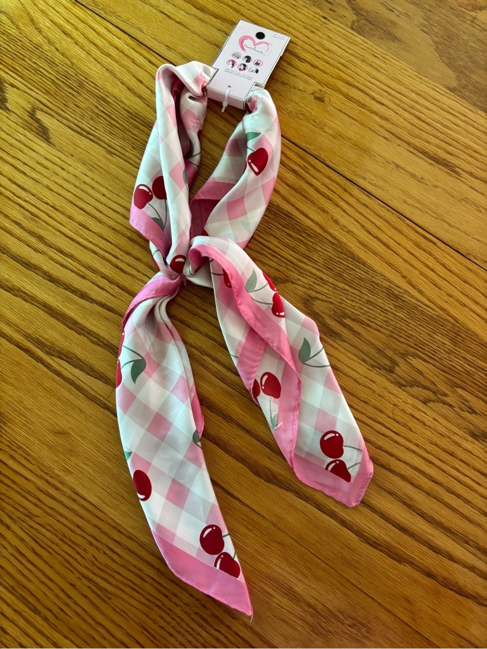 🍒 Pink Cherry Print Neck Scarf - Stylish Hair & Accessory